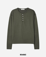 Day Henley Neck Crop Long Sleeve T