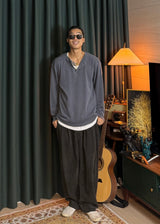 Pigment Henley Neck Long Sleeve 3COLOR
