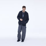 Curved Carpenter Crack Denim Pants Grey