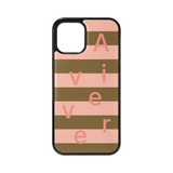 [MADE] stripe logo glass bumper case(pinkkhaki)
