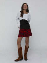 Striped Mini Skirt_Red