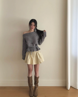 bordier butter shirring plum mini sk