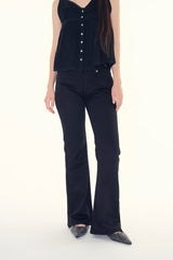 Cherry stone low-rise bootcut pants