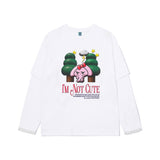プリントレイヤードフリル長袖Tシャツ  [2 color]