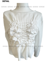 Beagle accentuated shirring frill long-sleeved shirt