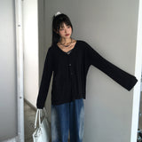 Tier V-neck Loose Fit Long Cardigan