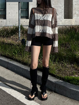 Summer striped twist cover-up net knit (3 colors)