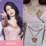 [IU Necklace] バタフライフェアリーレイヤードネックレス - Rosegold Color