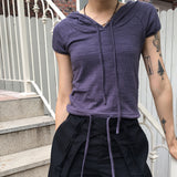 パッドスラブパフ半袖フード付きTシャツ
