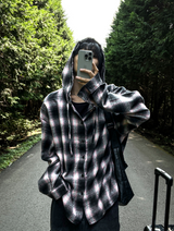 shea hooded checkered shirt