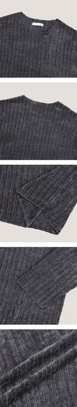 [S/S] カッティングラウンドネックベルベットニット (5color)