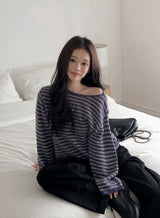 #Lumia Border One Shoulder Loose Knit (4color)