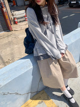Nahin Check Patch Frill Hood Long Sleeve Tee
