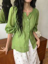 Kirina Loose Fit Balloon Sleeve Summer Blouse