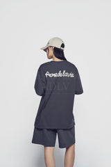 24FW CHAIN EMBOSSING SCRIPT PRINTING SHORT SLEEVE T-SHIRT CHARCOAL 