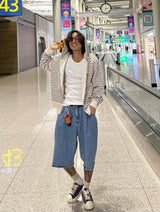 Oversized Striped Hooded Sweatshirt 2COLOR