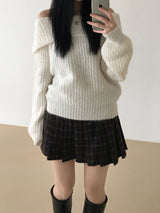 Candle off-shoulder knitwear (3 colors)