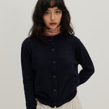 Round Neck Sweater Cardigan Navy