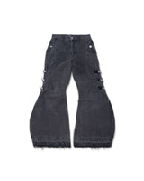 MULTI BUCKLE WASHED GREY DENIM PANTS
