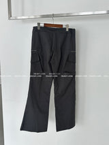 string zipper cargo wide pants
