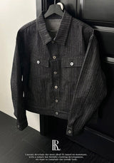 [LAURANTSEOUL] Stripe corduroy denim trucket jacket