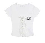 LUKE EYELET LACE-UP CORSET HALF T (2COLOR)