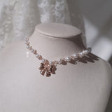 アドラブル リボンパールチョーカーネックレス- Rosegold Color