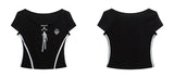Funky Graphic Lace-Up Crop Tee 231949403