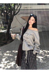 ネイビーチェックコットンバンドポケットパンツ