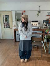 ヘンブルウールケーブルラウンドニット