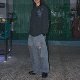 Untitled スターリーナイトスモールストライプロングスリーブ BLack Chacoal