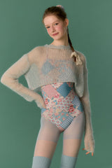 [Bohemian Patchwork_sky blue] Vバック ワンピース スイムウェア