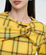 Twisted Check High-neck Top _ YELLOW