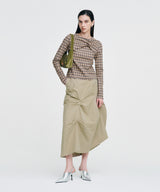 DOZI - Pinched Long Skirt _ BEIGE