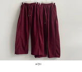 Rutte Corduroy Side Pin Tuck Slit Banding Wide Pants