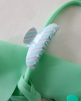ミント カラーブロック ストライプ ヘアクリップ