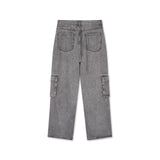 Grey washed multi cargo pants