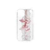 【MADE】romantic pink lace ribbon standard gelhard phonecase