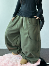 ドイングツーポケットフリースバルーンワイドパンツ🖤🤎 4カラー