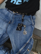 Leather Carabiner Key ring (BLACK)
