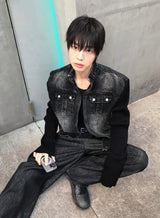 ブラックデニムニットジャケット