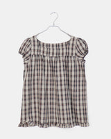 Onnit checkered Square Neck Mini Short Sleeve Blouse