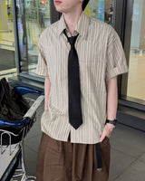 レイドストライプハーフシャツ