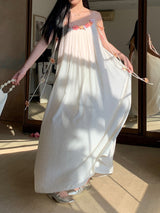 Mobile flower sleeveless long dress