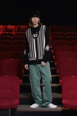 STRIPE ZIP KNIT VEST / BLACK