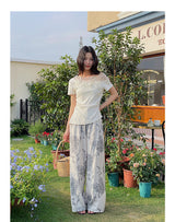 Asymmetrical Lace Trim Off-Shoulder Tee