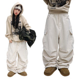 Wide Wool Pleated Cargo Pants