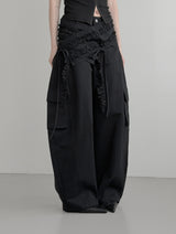 Goel Frill Belt Curved Cotton Pants