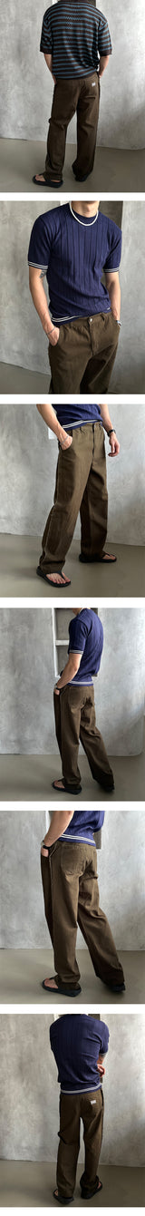 [S/S] Cut off cotton semi wide pants (3color)
