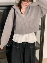 Pocket Crop Loose Hood Knit Cardigan (5color)